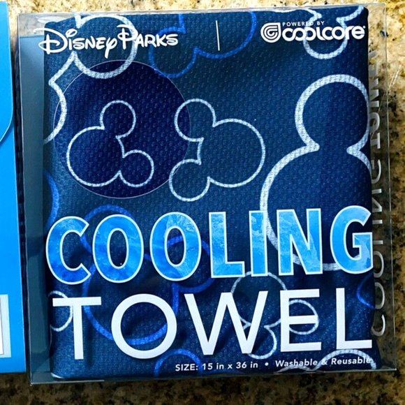 Disney Parks Mickey Mouse Cooling Towel SET OF 2 Pink and Blue 15" x 36" NWT - Picture 5 of 7